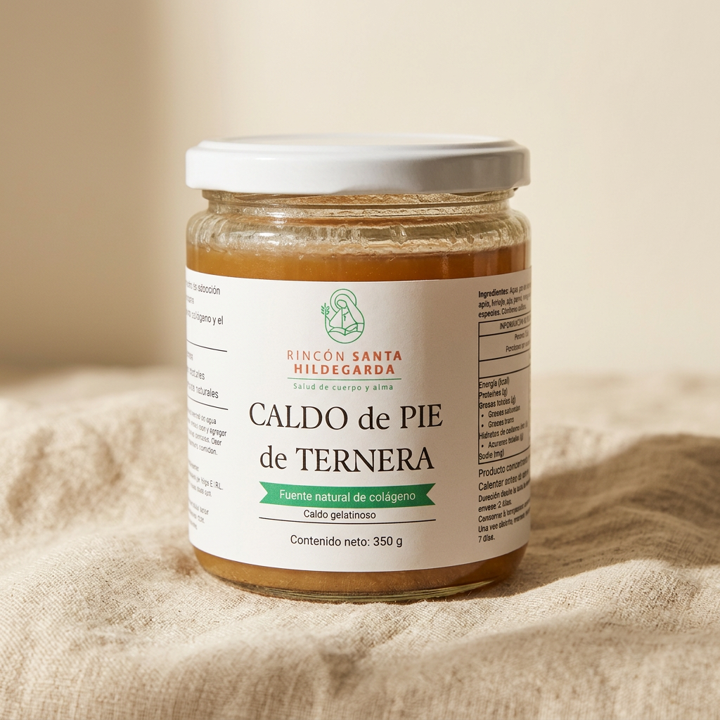 Frasco de caldo de pie de ternera